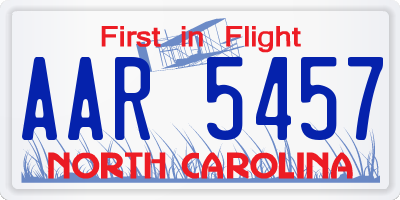 NC license plate AAR5457