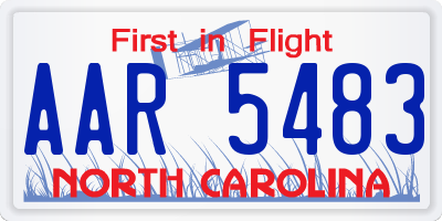 NC license plate AAR5483