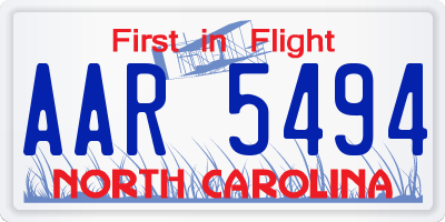 NC license plate AAR5494
