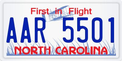 NC license plate AAR5501