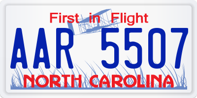 NC license plate AAR5507