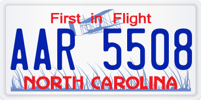 NC license plate AAR5508