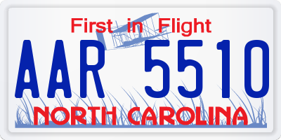 NC license plate AAR5510