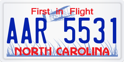 NC license plate AAR5531