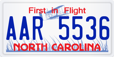 NC license plate AAR5536