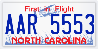 NC license plate AAR5553