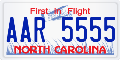 NC license plate AAR5555