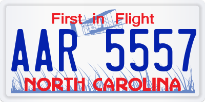 NC license plate AAR5557