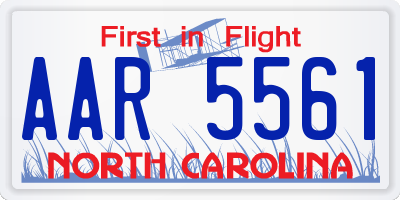 NC license plate AAR5561