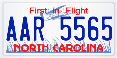 NC license plate AAR5565