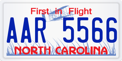 NC license plate AAR5566