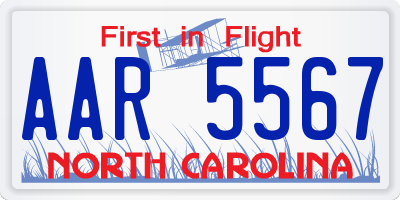 NC license plate AAR5567