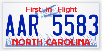 NC license plate AAR5583