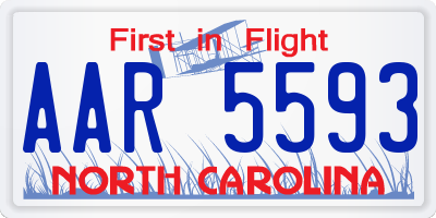 NC license plate AAR5593