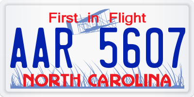 NC license plate AAR5607