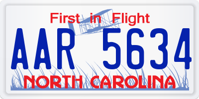 NC license plate AAR5634