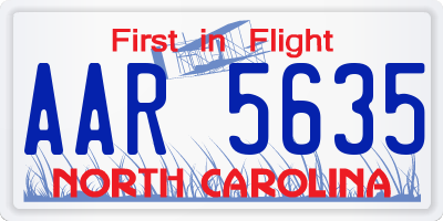 NC license plate AAR5635