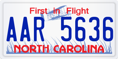 NC license plate AAR5636