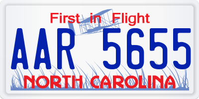 NC license plate AAR5655