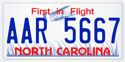 NC license plate AAR5667