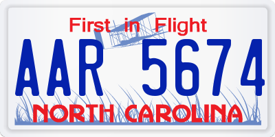 NC license plate AAR5674