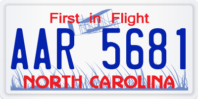 NC license plate AAR5681