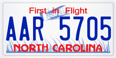 NC license plate AAR5705