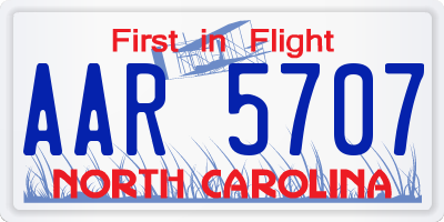 NC license plate AAR5707