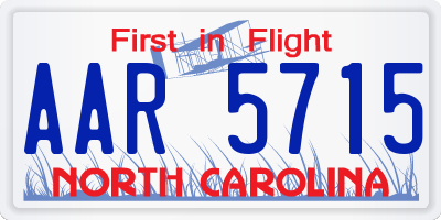 NC license plate AAR5715