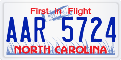 NC license plate AAR5724