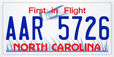 NC license plate AAR5726