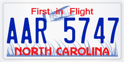 NC license plate AAR5747