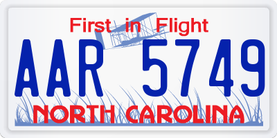 NC license plate AAR5749