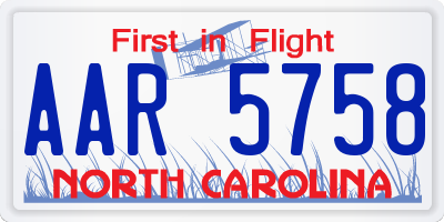NC license plate AAR5758