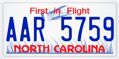 NC license plate AAR5759
