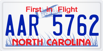 NC license plate AAR5762