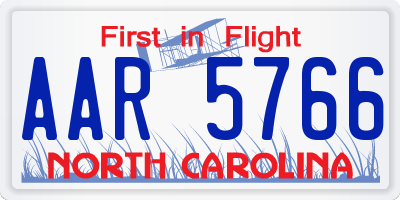 NC license plate AAR5766