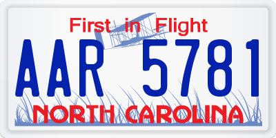 NC license plate AAR5781