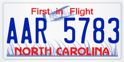 NC license plate AAR5783