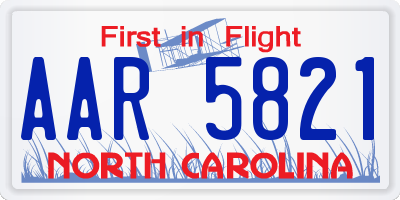 NC license plate AAR5821