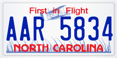 NC license plate AAR5834