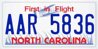 NC license plate AAR5836