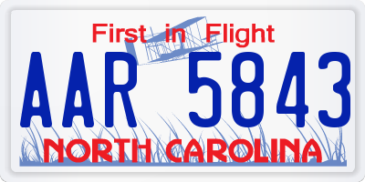 NC license plate AAR5843