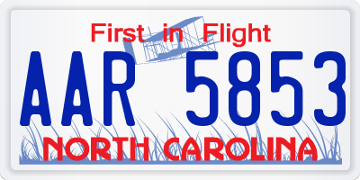 NC license plate AAR5853