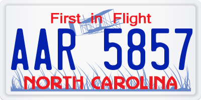 NC license plate AAR5857
