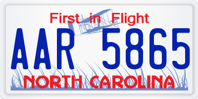 NC license plate AAR5865