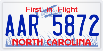 NC license plate AAR5872