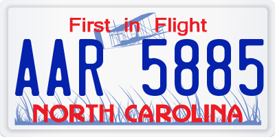 NC license plate AAR5885