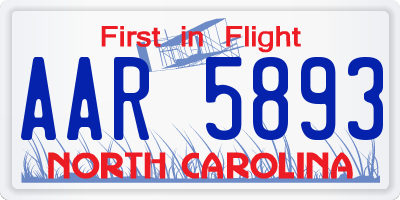 NC license plate AAR5893