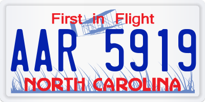 NC license plate AAR5919